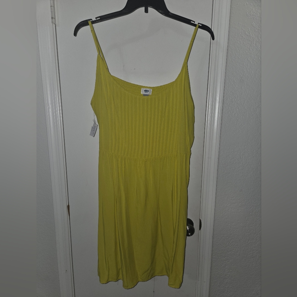 Yellow Ribbed Spaghetti Strap Dress